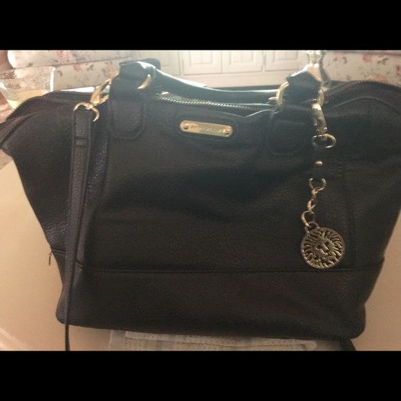 Anne Klein black leather satchel.