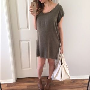 Reposhing • Edgy Acid Wash Olive T-shirt Dress