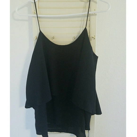Black ruffle tank