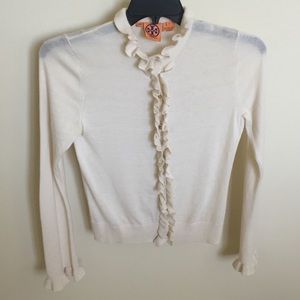 Tory Burch Wool Ruffle Cardigan