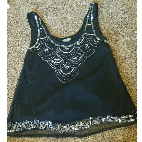 Beaded black top