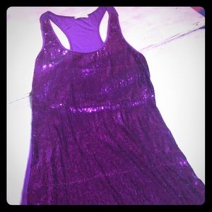 Purple sequences tank top size medium
