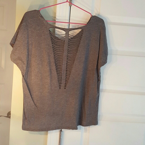 Ribbed open back short sleeve top - Picture 2 of 4