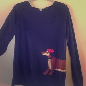 Nordstrom Halogen navy blue sweater with dog