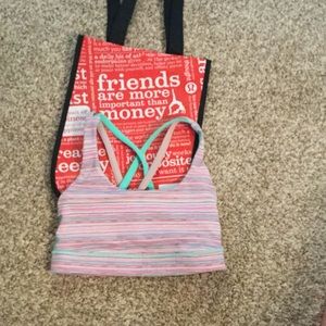 Lulu lemon sports bra with bag.