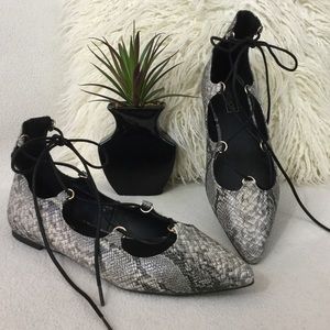 TopShop BRAND NEW snake print lace top flats