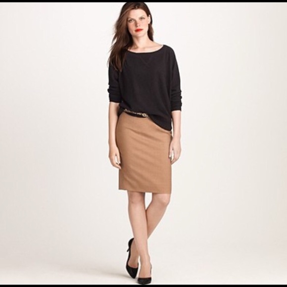 Jcrew Wool Camel Pencil Skirt