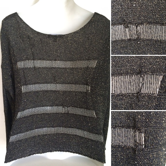 Rock & Republic black & gold sweater - Picture 3 of 4