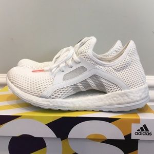 Adidas Pure Boost X running shoe, white, size 8