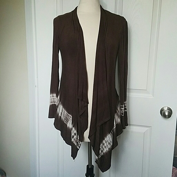 Brown Tye Dye Open Cardigan