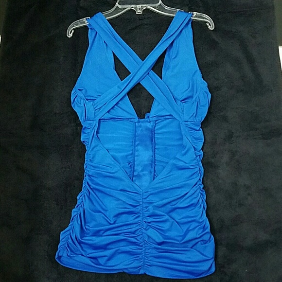 Marciano 100% Silk Electric Blue Top - Picture 4 of 4