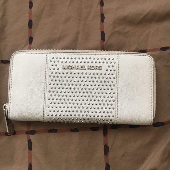 White Studded Michael Kors Clutch Wallet