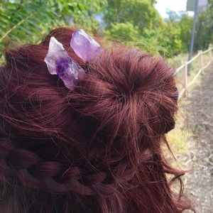 Amethyst Crystal spiral hair pin