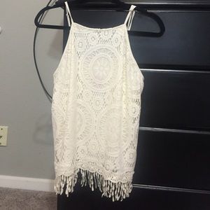 BRAND NEW! Crochet ivory tank