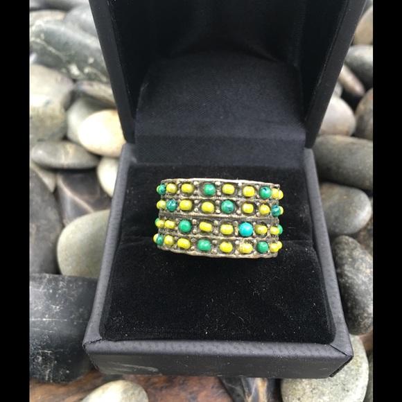 Rebel Women's ring, multi shades of green.