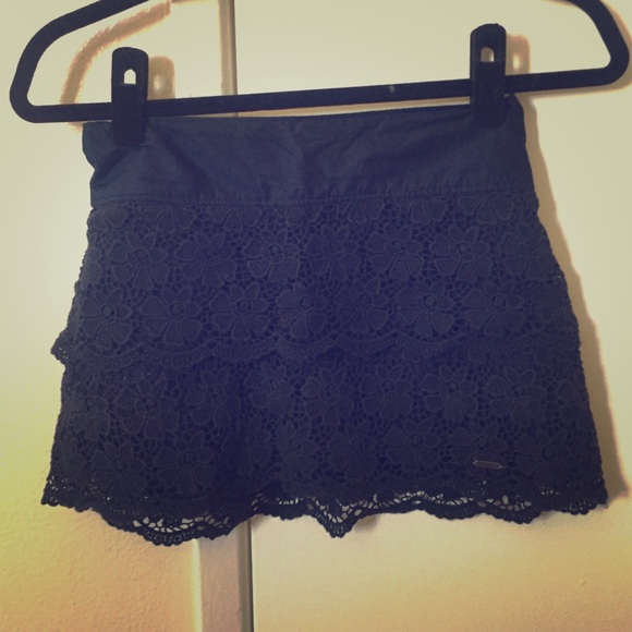 Navy Blue Lace Mini Skirt