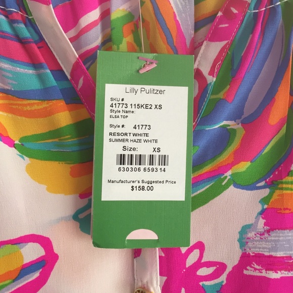 Lilly Pulitzer Elsa top XS summer haze white - Picture 2 of 3