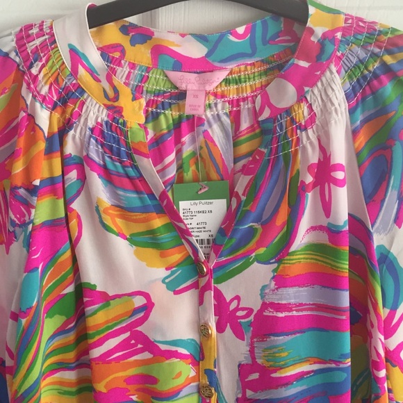 Lilly Pulitzer Elsa top XS summer haze white - Picture 3 of 3