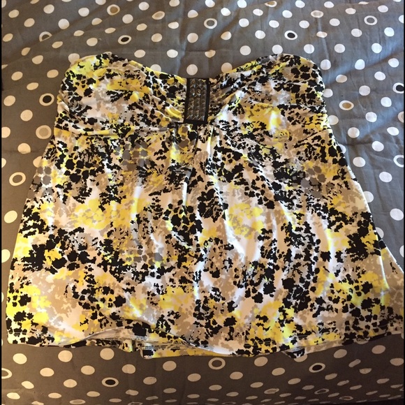 Yellow, Black, White and Grey Tube Top