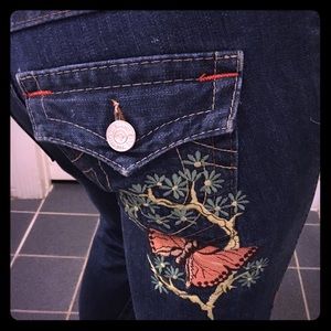 True Religion "Joey" low rise dark denim jeans