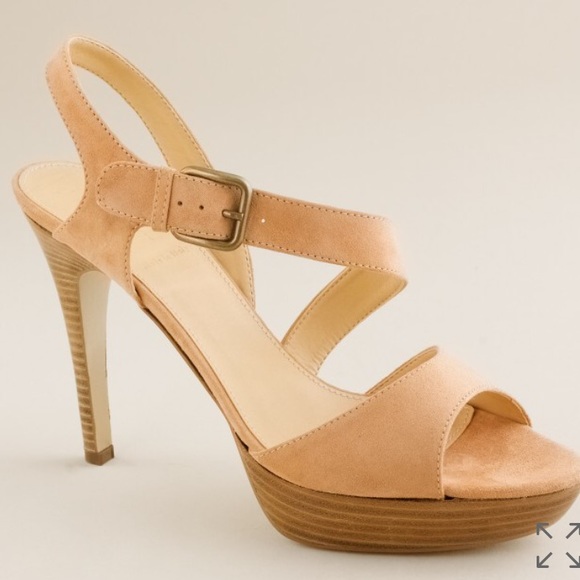 J. Crew Isla Suede Nude Platform Heels