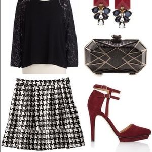 Xhilaration Houndstooth A-Line Skirt Black Target