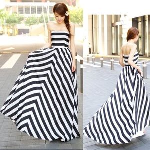 Chiffon Long Maxi Stripe Dress