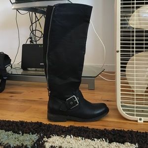 aldo black leather boots- right under knee