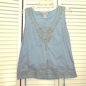 Embellished blue tank