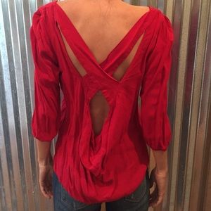 Red Top with Cut-Out Back