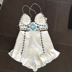 White embroidered romper Mika & Gala brand