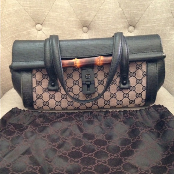 #31 Gucci Bamboo Monogram Leather Bullet Bag
