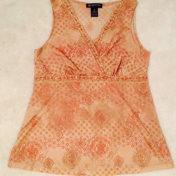 INC gold and bronze tank with gold sparkles