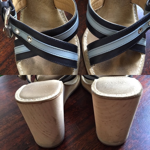 Auth-coach blue leather wedges size 7 - Picture 3 of 4