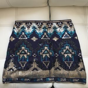 Sequins Aztec Print Skirt