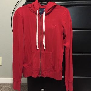 Red zip hoodie