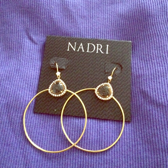 Nadri gold hoop earrings with Cz