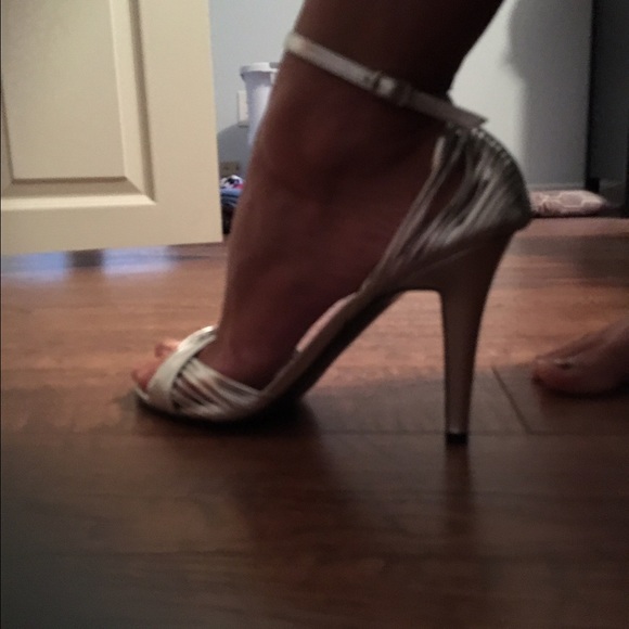 Silver Ralph Lauren open toed high heels