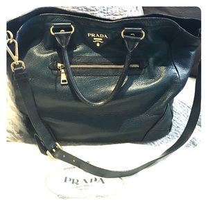 Prada navy leather bag