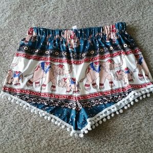 Silk Pom Pom Elephant Shorts ??