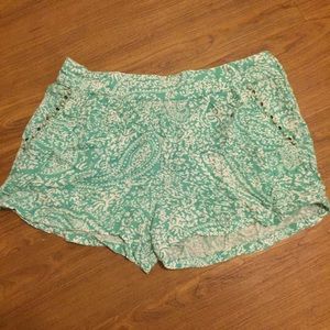 Teal Patterned Shorts