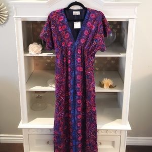 NWT long bohemian empire dress w/ stunning print