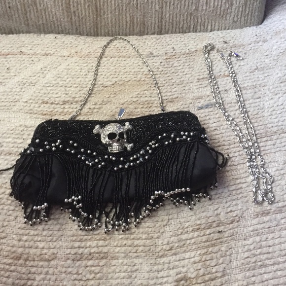 Black Beaded Skull Purse