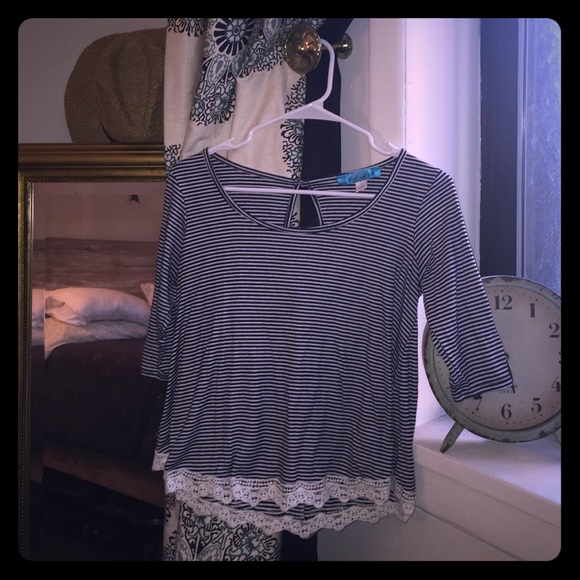 Blue and white striped too with laced detail