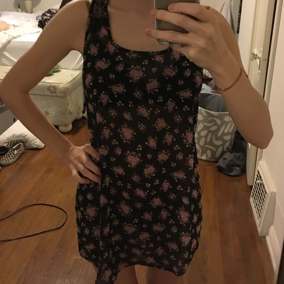 Sheer floral top or could be worn as mini dress