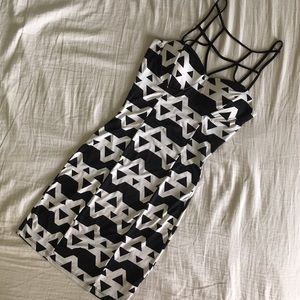 Geometric strappy caged dress