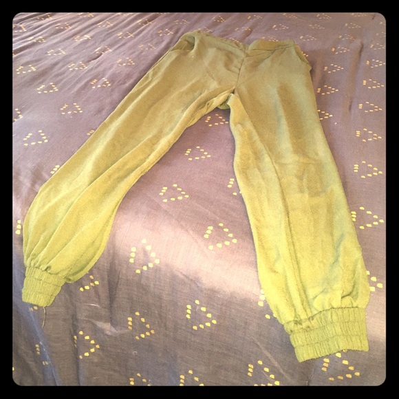 Green silky joggers