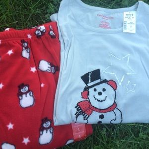 Snuggly snowman pajama set! NWT!
