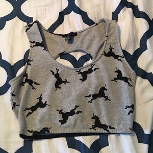 Crop top with unicorn print.