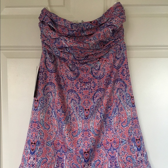 Strapless silk Paisley dress